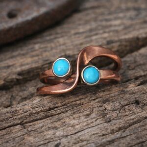 New Copper Turquoise Size 7 Ring – Handmade by Yolanda Skeets (Navajo)